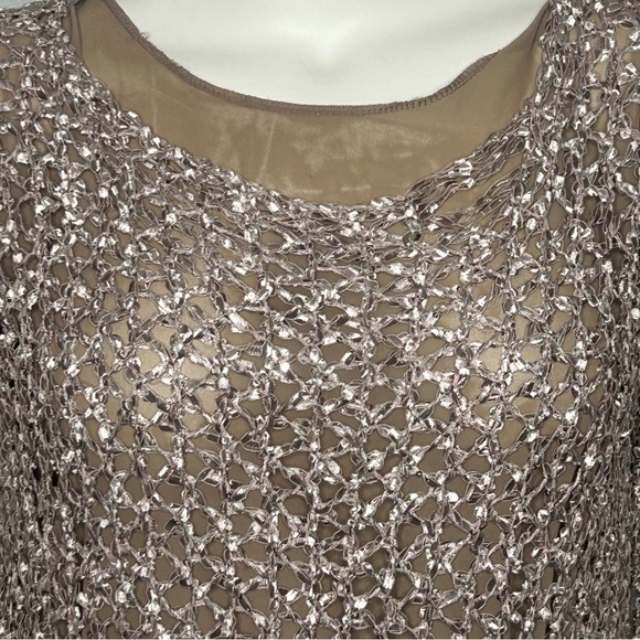 John Fashion Sweater Women's XL Brown Chiffon Uderlayers Open Knit Boho NEW - Picture 15 of 16